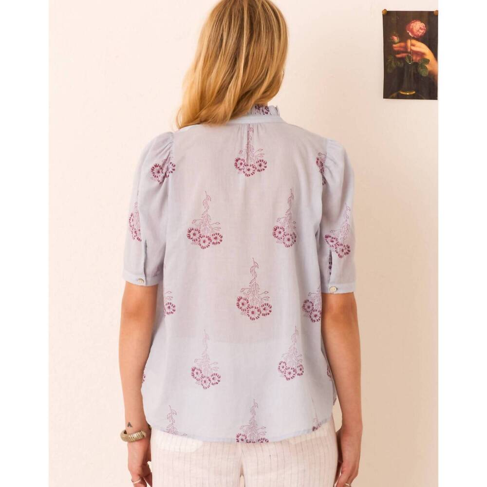 NEW ALIX OF BOHEMIA winn pansy shirt in blue sky - Picture 2 of 4